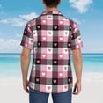 thumbnail image 6 of Balery Heart Plaid Print Men's Hawaiian Shirts Short Sleeve Beach Shirt Relaxed Fit Vacation Button Down Shirts-Large, 6 of 9