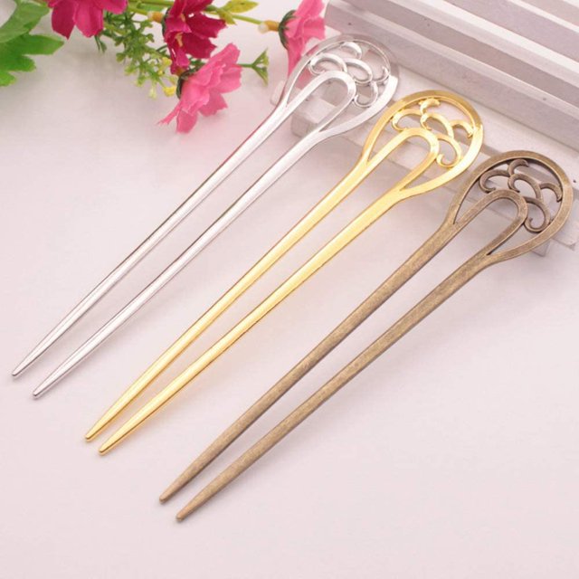 Juego de 3 pinzas de metal Horquillas para el pelo en forma de U para mujer, 16 cm