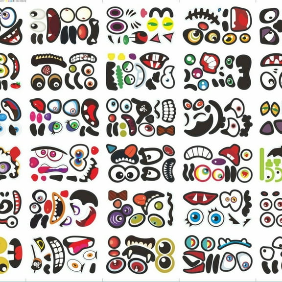 Monebena Halloween Pumpkin Stickers, 60 Face Pumpkin Decorating Kit, Halloween Party Decorations Stickers, Pumpkin Face Stickers Halloween Crafts Goodie Bag Fillers, Pumokin Painting Kit for Kids