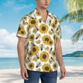 thumbnail image 5 of Xecao Sunflowers and Bees print Hawaiian shirt - a stylish short-sleeve button-down for men, perfect for casual beach and tropical outings., 5 of 9