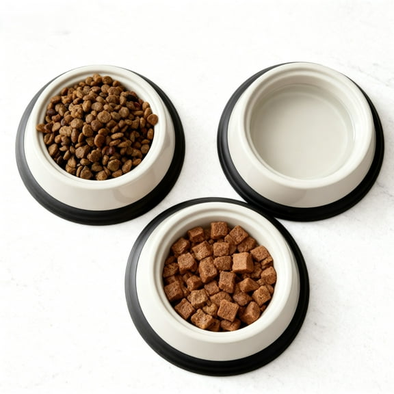 3-Piece Set of Large Plastic Pet Bowls Kimmy&Co.- Non-Toxic, BPA-Free, Non-Slip Base, for Food and Water