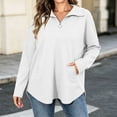 thumbnail image 4 of AloohaidyvioNo Boundaries Womens Half Zip Fleece Sweatshirts Fall Oversized Trendy Long Sleeve Casual Pullover Tops, 4 of 8