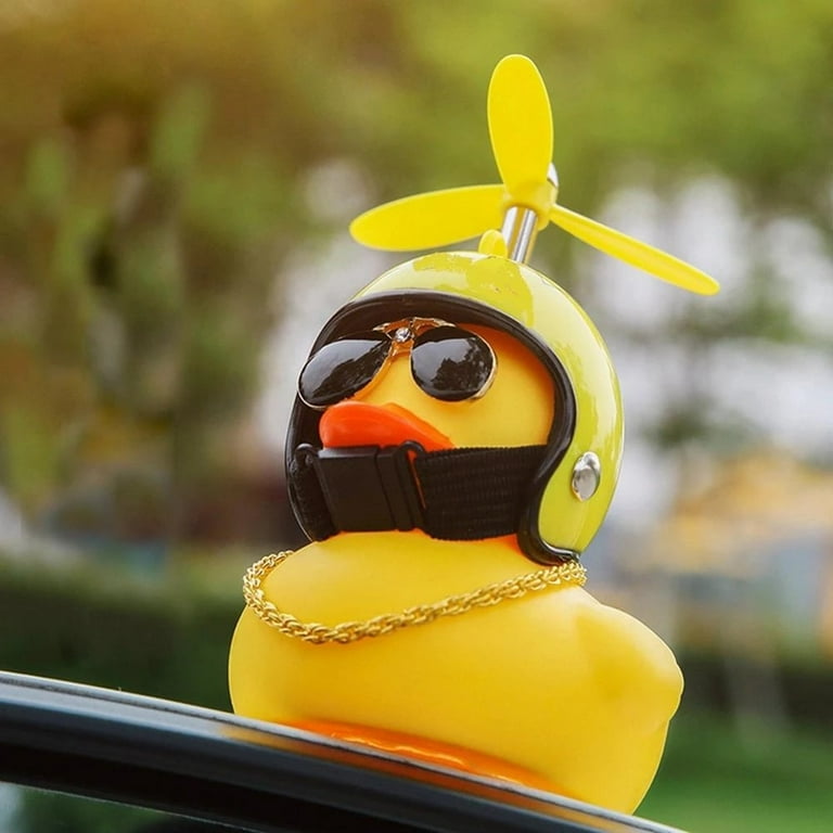 Lovely Duckling Car Ornament With Helmet Adorable Cute Duck Chain Car  Interior Accessories Decorations Auto Dashboard Duck Toys With Lights