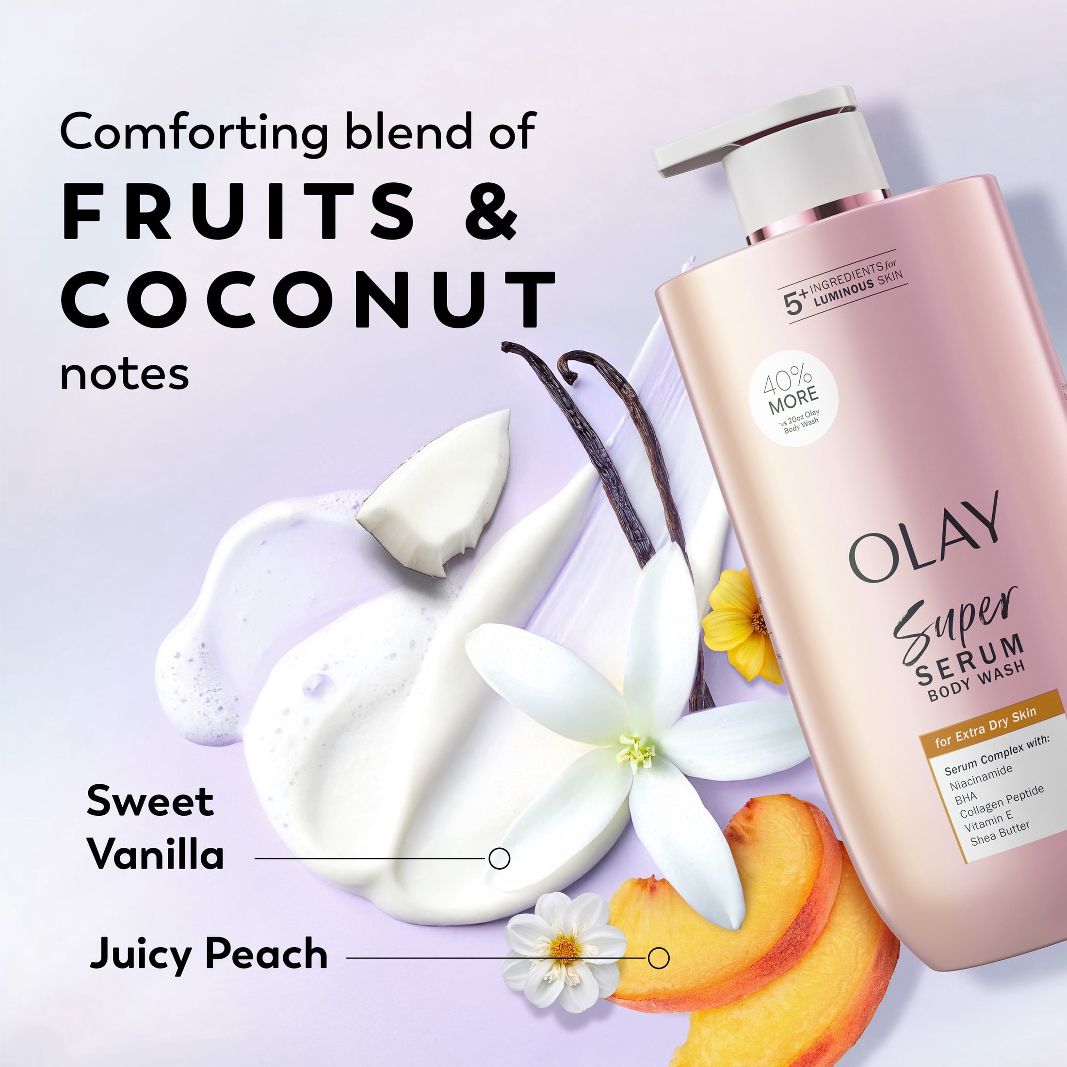Olay Super Serum Body Wash for Extra Dry Skin, 28 fl oz, Serum Complex for Luminous Skin