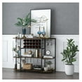 thumbnail image 5 of Wine Rack Table, 47 Inches Industrial Wine Bar Cabinet with Wine Rack & Glass Holders, Freestanding Floor Bar Storage Cabinet for Liquor and Glasses for Home Kitchen Dining Room (Rustic Brown), 5 of 9