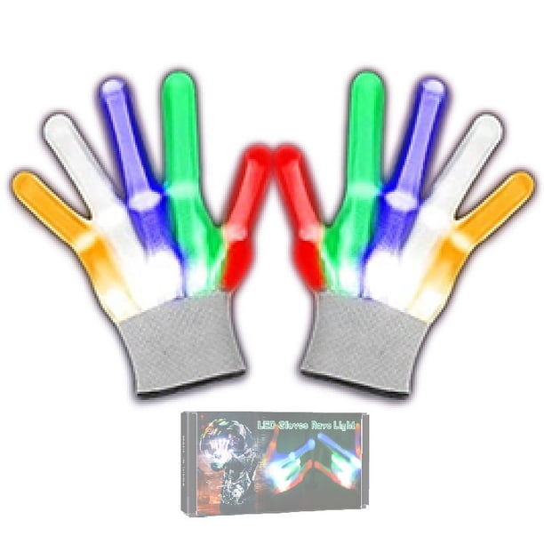 Guantes LED, guantes intermitentes multicolores LED, guantes coloridos con esqueleto intermitente, guante LED luminoso, para adultos, Halloween, Navidad, cumpleaños, fiestas rave