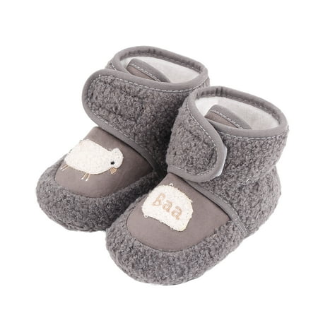 

Newborn Baby Boys Girls Fleece Flat Boots Non Slip Soft Sole Short Tube Fall Winter Crib Shoes for First Walking