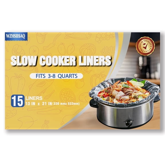 WZHSBSAQ Slow Cooker Liners, 15 pieces,13 x 21 inches, Individually Folded, Large Disposable Cooking Bags, Fits 3–8 Quart Slow Cookers