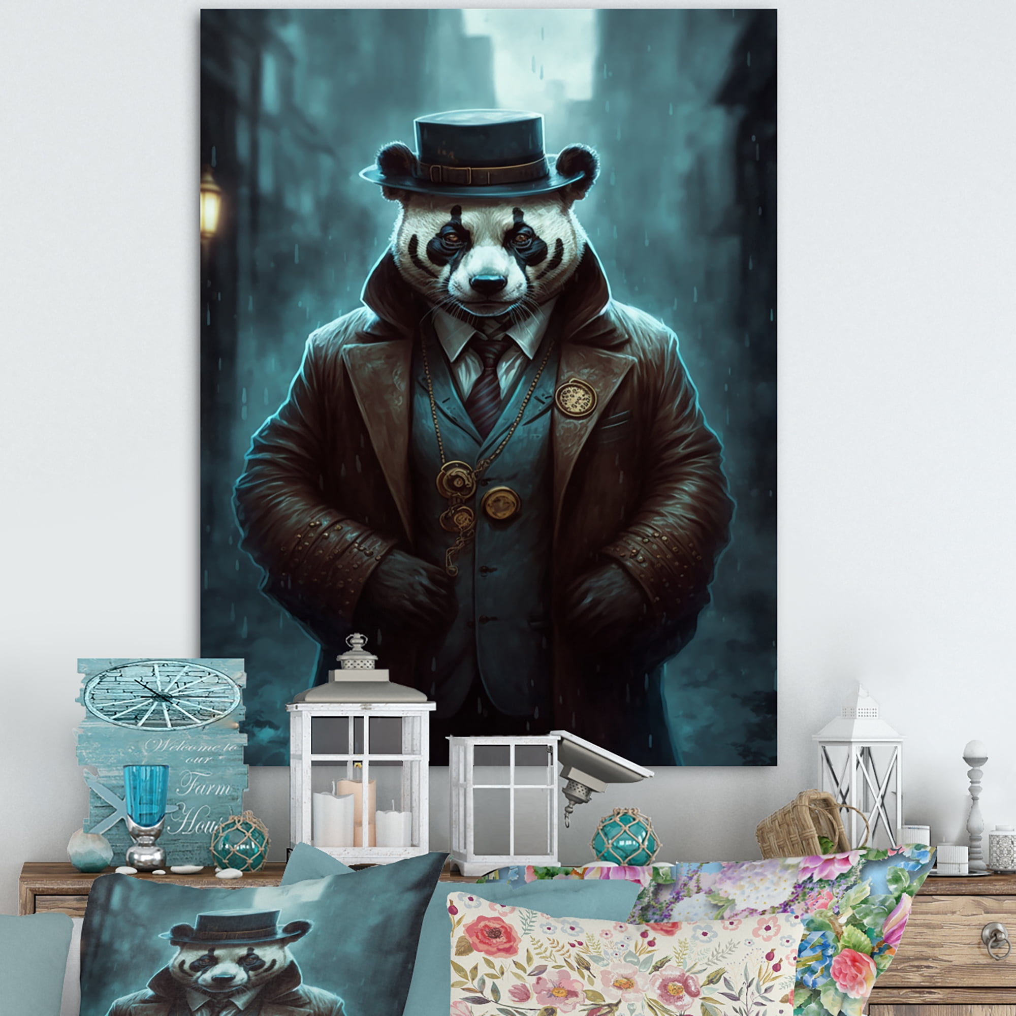 Designart Mafia Panda Canvas Wall Art