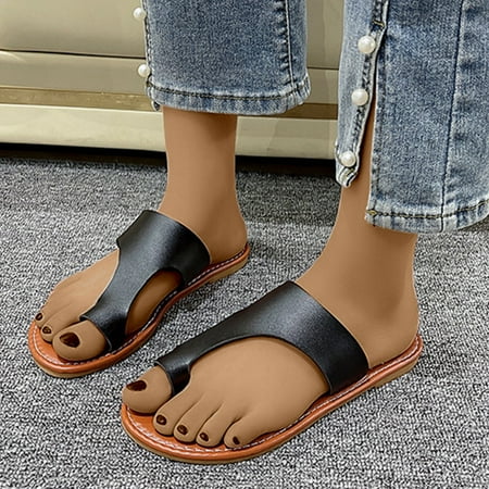 

HAOTAGS Women s Flat Sandals Flat Roman Casual Summer shoes Black Size 8.5
