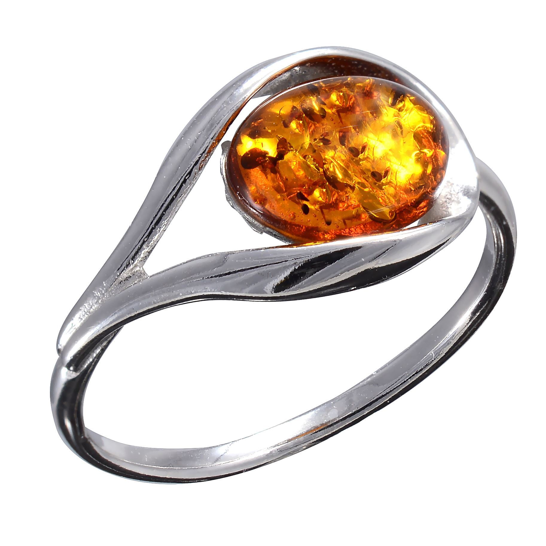 Sale Genuine Baltic Honey Amber Chevron Ring in 925 Sterling Silver Size 9