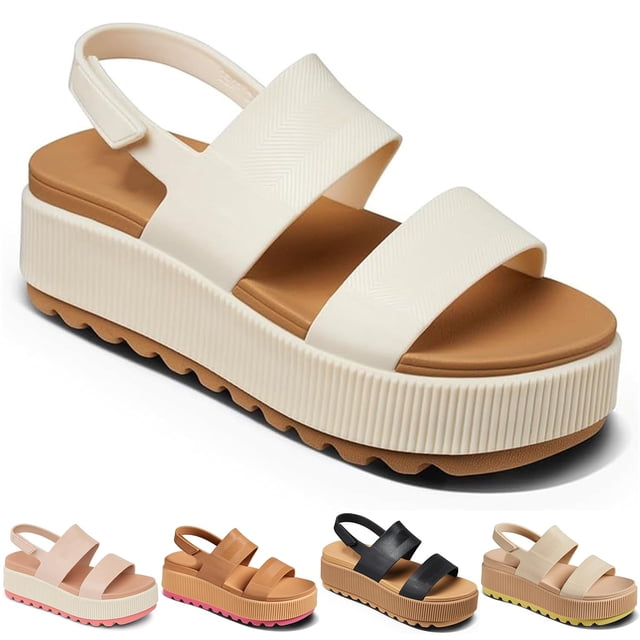 Sandalias hexnart Fashion Platform para mujer, color blanco, talla 44
