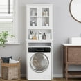 thumbnail image 5 of Over The Toilet Storage Cabinet, Bathroom above The Toilet Rack, Bathroom Adjustable Shelf Organizer with Open Bottom Bar and Anti-Tip Device, White, 5 of 7
