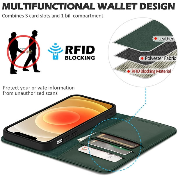 SHIELDON iPhone 15 Pro Max Magnetic Detachable Leather Wallet Case with  Premium Genuine Leather, 2in1, MagSafe Compatible RFID Blocking Card Slots