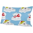 thumbnail image 6 of Christmas Polar Bears On Ice Velvet Oblong Lumbar Plush Throw Pillow Cover/Shams Cushion Case 20x26in Decorative Invisible Zipper Design for Couch Sofa Pillowcase Only, 6 of 7
