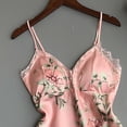 thumbnail image 2 of Women 2PCS Lingerie Floral Sling Lace Deep V-Neck Top Short Elastic Band Pants, 2 of 4