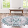 thumbnail image 4 of Traditional Tira Collection Area Rug 4' Round - Aqua-Green, 4 of 5