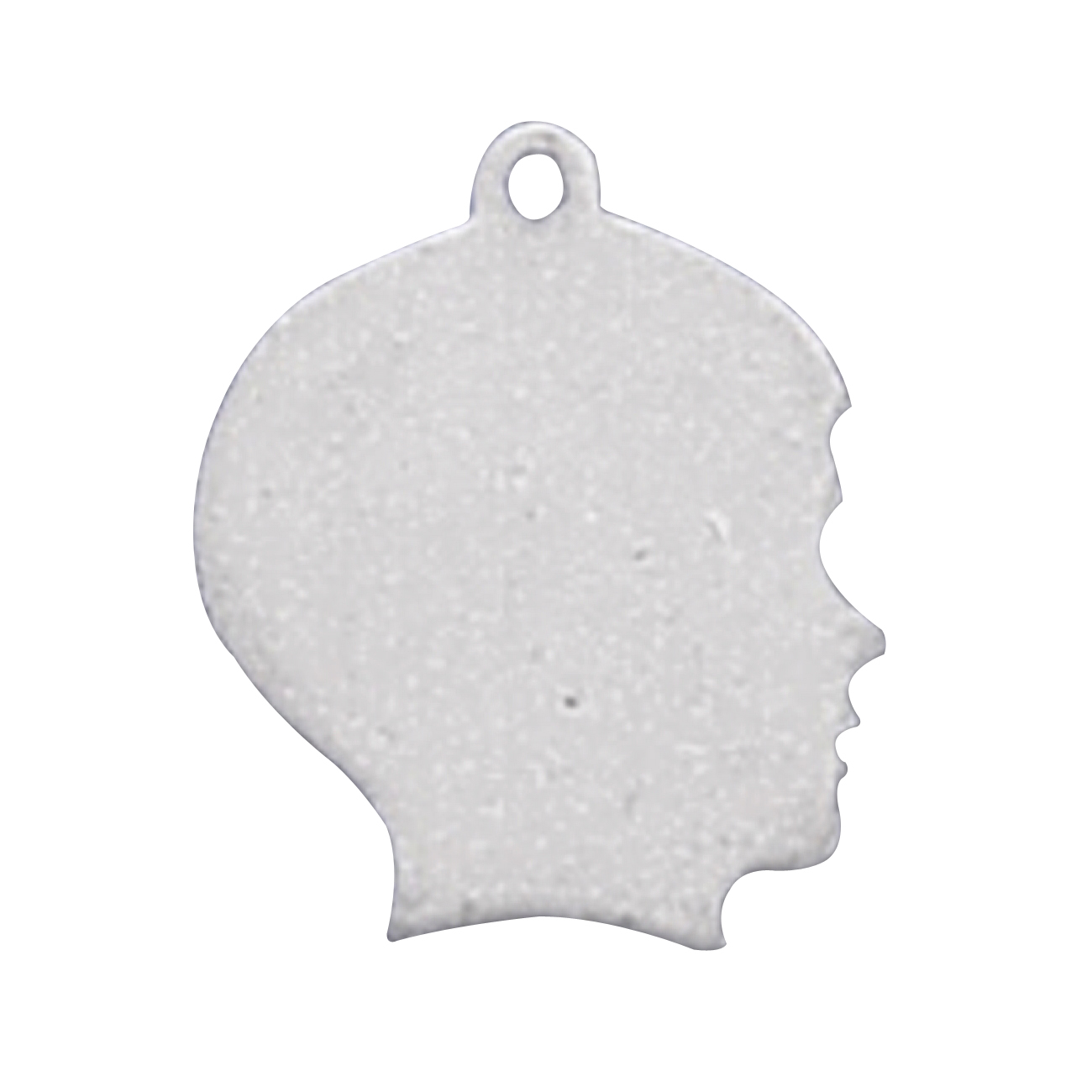 Sterling Silver Girls .8mm Box Chain Large Engraveable Boy Profile Pendant Necklace
