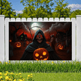 thumbnail image 2 of Gothic Design Halloween Banner Skeleton Decoration Spooky Night Graveyard Scene for Party Decor Haunted House Theme, 2 of 9