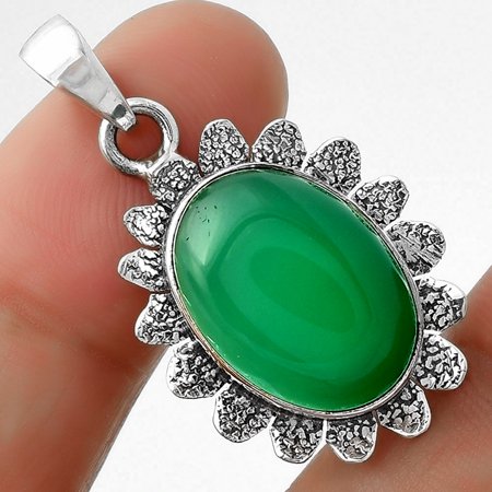 Natural Green Onyx 925 Sterling Silver Pendant Jewelry P-1205 SDP109677