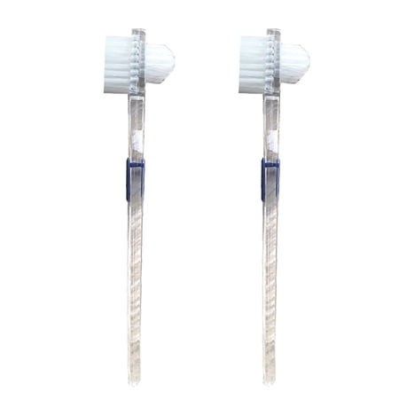2pcs Transparent Denture Brush False Teeth Cleaning Brush Double-sided Toothbrush Artificial Teeth Cleaning Tool