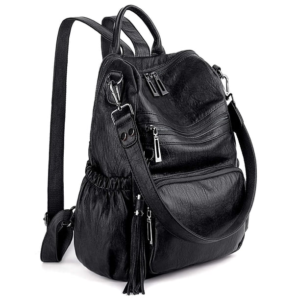 Mochila UTO de piel para mujer, moda vegana, color negro