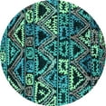 thumbnail image 1 of Ahgly Company Machine Washable Indoor Round Solid Turquoise Blue Modern Area Rugs, 4' Round, 1 of 4
