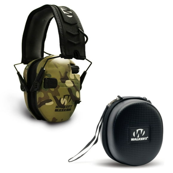 Walker's Razor Slim Electronic Muff (MultiCam Camo Tan) with Protection Case