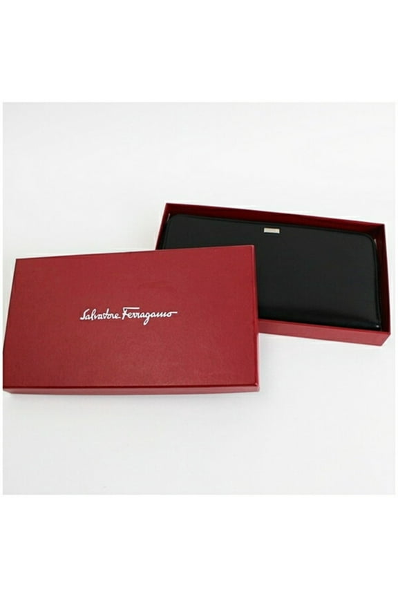Pre-Owned Salvatore Ferragamo Unused Long Wallet Organizer Leather Black Men's Travel...