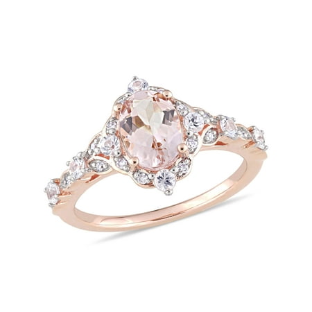 Tangelo 1-3/5 Carat T.G.W. Morganite and White Sapphire and Diamond-Accent 14kt Rose Gold Vintage Engagement