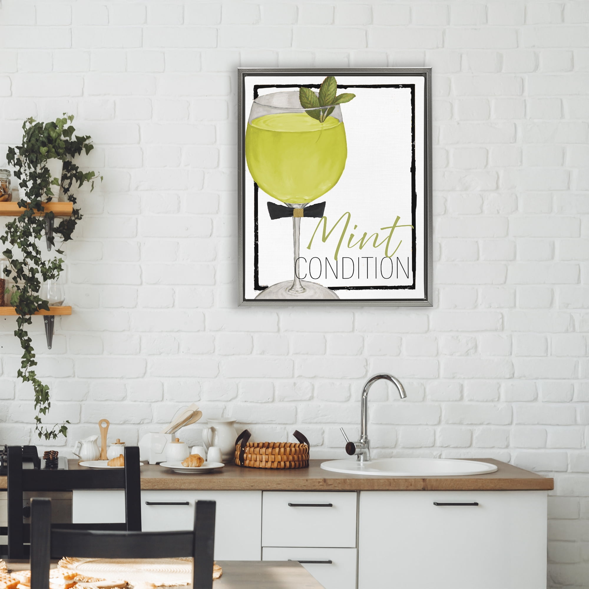 Stupell Industries Mint Condition Cocktail Gray Framed Floater Canvas Wall Art, design by Lorenzo Collective