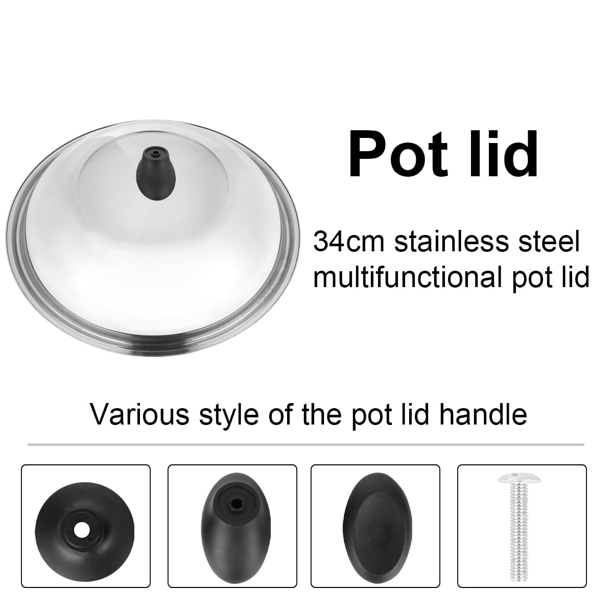 1PC 34cm Multifunctional Visible Frying Wok Pot Pan Cover Lid for Restaurant 