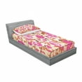 thumbnail image 3 of Ambesonne Vintage Fitted Sheet & Pillow Sham Set, Roses on Wood Backdrop, Queen, Pink Orange, 3 of 3