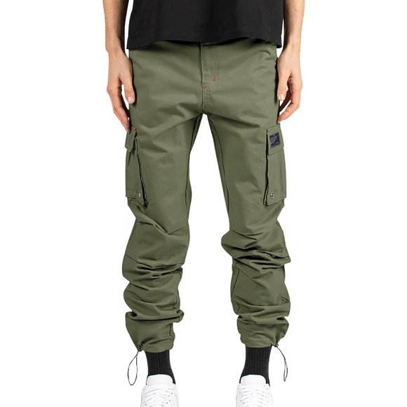 AherBiu Cargo Pants pour Hommes Pantalon Décontracté Ajusté Taille Élastique Extensible Léger Multi-Poches