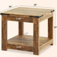 thumbnail image 3 of Homieasy 20-Inch Square Farmhouse End Table with Storage Shelf - Industrial Style for Bedroom & Living Room,Rustic Brown, 3 of 7