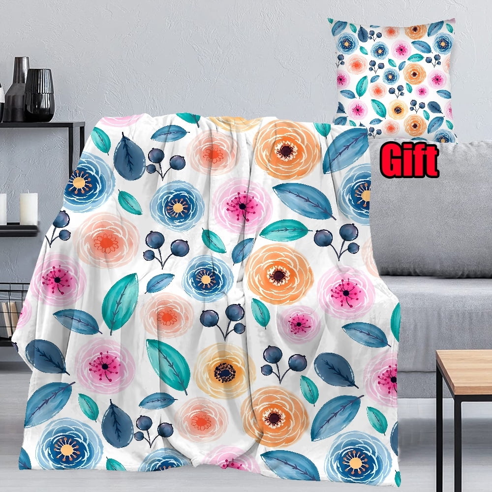 Bohemian Retro Bed Blanket With Pillow Case For Office, Bed, Sofa Warm