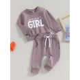 thumbnail image 3 of Bagilaanoe 2PCS Toddler Baby Girl Long Pants Set Letter Print Long Sleeve Sweatshirt Pullover Tops + Sweatpants 6M 12M 18M 24M 3T Kids Casual Sweatsuits, 3 of 9