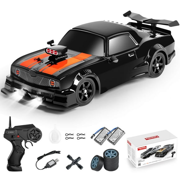Fistone Voiture RC Drift 2.4GHz Échelle 1:16 4WD 18KM/H Voiture Télécommandée Haute Vitesse avec Lumières LED, 2 Piles et Pneu en Caoutchouc, Jouet de Sport pour Adultes, Garçons, Filles et Enfants