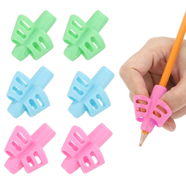 Unique Bargains 6 Pcs Pinces à Crayons 2 Doigts, Rose, Vert, Bleu Clair