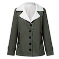 thumbnail image 3 of Shiusina winter coats forwomen Women Plus Size Winter Warm Composite PlushButton Lapels Jacket Outwearcoat Army Green, 3 of 6