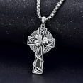 thumbnail image 5 of Irish Cross Necklace for Men Sterling Silver Celtic Knot Cross Pendant with 22”+2” Stainless Steel Chain Shamrock Tree fo Life Gift for Men Women, 5 of 7