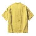 thumbnail image 6 of Men's Cotton Linen Shirts Solid Loose Short Sleeved Collar Buttons Top Soft Comfort Casual Tee Shirts Holiday Street Clothing Summer Beach Wear, 6 of 7
