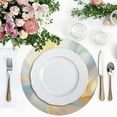 thumbnail image 4 of Ryvnso Blue and Yellow Marble Round Plate Mats Dining Table Placemat Set of 4 for Holiday Decoration, 4 of 7