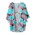 thumbnail image 4 of Blue Lightweight Cardigan for Women,Women's Floral Print Puff Sleeve Kimono Cardigan Loose Cover Up Casual Blouse Tops,Lightweight Cardigans for Women Summer 3/4 Sleeve, 4 of 4