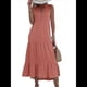 thumbnail image 2 of Vestido Informal para Mujer, Sin Mangas, Cuello en V, Botones, para Playa, con Volantes Escalonados, Falda , Vestidos Midi. Color Naranja L, 2 of 9