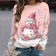 thumbnail image 2 of Christmas Sweatshirts For Women Vintage Animal Graphic Ugly Sweaters Tops Western Long Sleeve R-neck Pullover for Holiday Festive Wear,Pink,L, 2 of 5