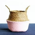 thumbnail image 3 of Angmile Seagrass Belly Basket Woven Belly Basket with Handles Foldable Straw Wicker Flower Pot Planter Cover for House Plants, 3 of 3
