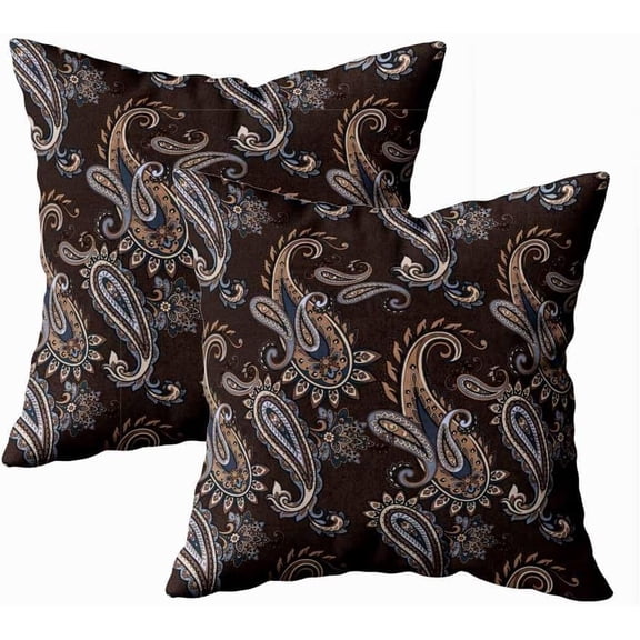 Set of 2 Traditional Paisley Pattern Throw Pillow Covers 18X18 Inch Decorative Pillow Cases for Couch Bedroom Living Room