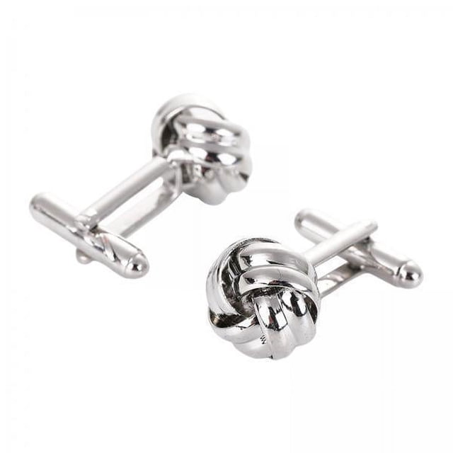 3x2 Piezas Gemelos Con Nudo Y De Metal Para Traje De Fiesta Boda De Negocios Plata