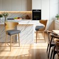 thumbnail image 2 of Glavbiku Mid Century Wood Barstools Set of 2 W/Fabric Upholstered,and Curved Backrest,Charcoal, 2 of 10